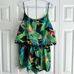 a.n.a Romper Size XL Multicolor Tropical Print Blouson Resortwear